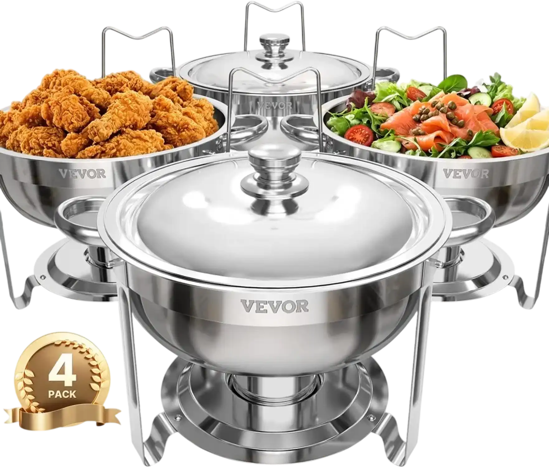 Vevor Chafing Dish Buffet Set 5 Qt 4-Pack Stainless Steel Silver New