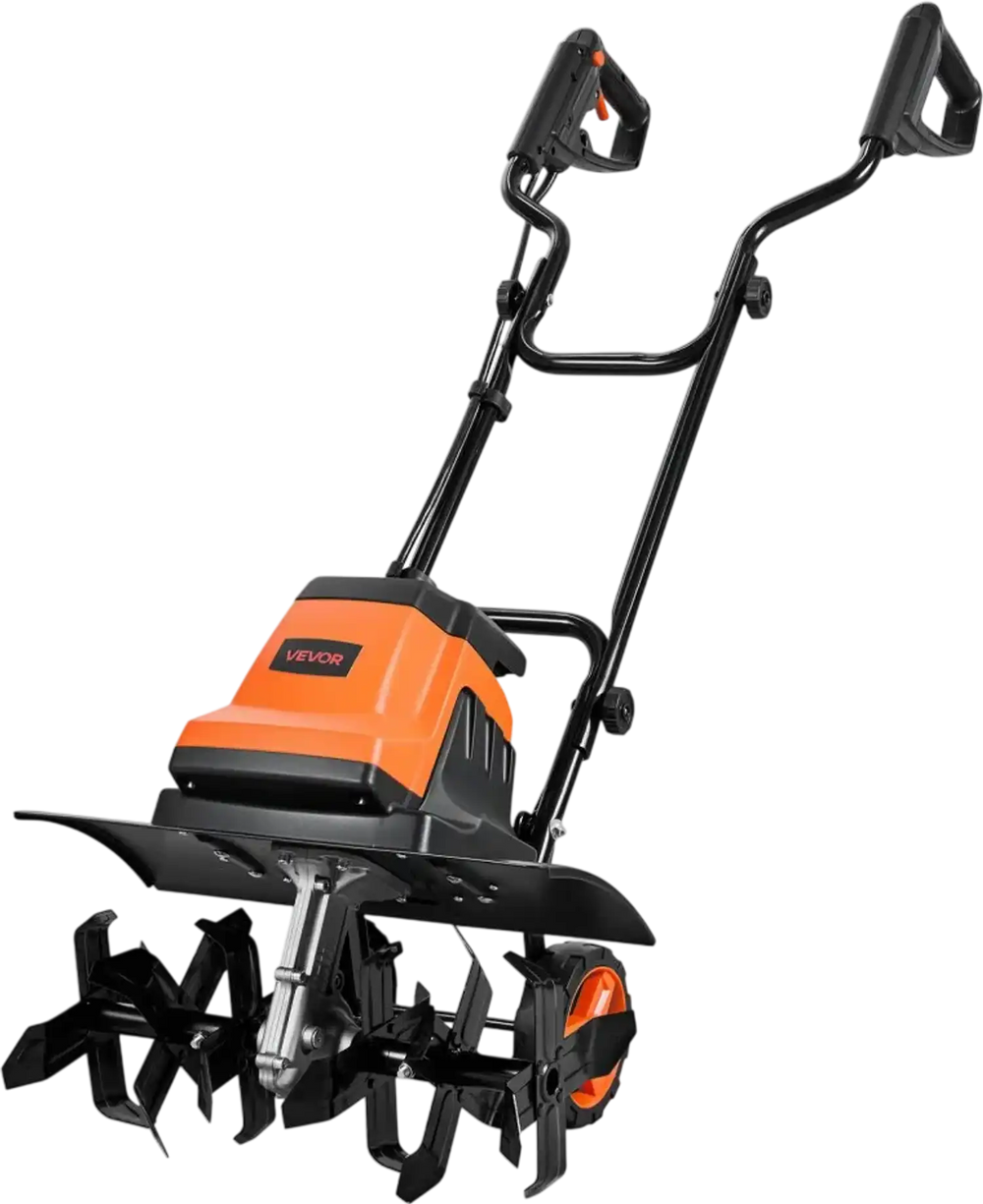 VEVOR Corded Electric Tiller, 18 Inch Tilling Width Garden Rototiller, 15-Amp Motor Heavy-Duty Tilling Machine, Cultivator with Steel Tines and Foldable Handle, for Lawn, Yard, and Gardening Care