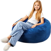 VEVOR Bean Bag Chair, 3 feet Round Bean Bag Chair with Removable and Washable Cover, 25D Memory Foam Filled with Soft and Smooth Dutch Velvet, Bean Bag for Bedroom or Playroom, Blue