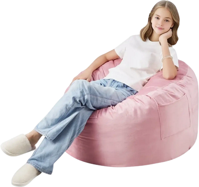 VEVOR Bean Bag Chair, 3 feet Round Bean Bag Chair with Removable and Washable Cover, 25D Memory Foam Filled with Soft and Smooth Dutch Velvet, Bean Bag for Bedroom or Playroom, Pink