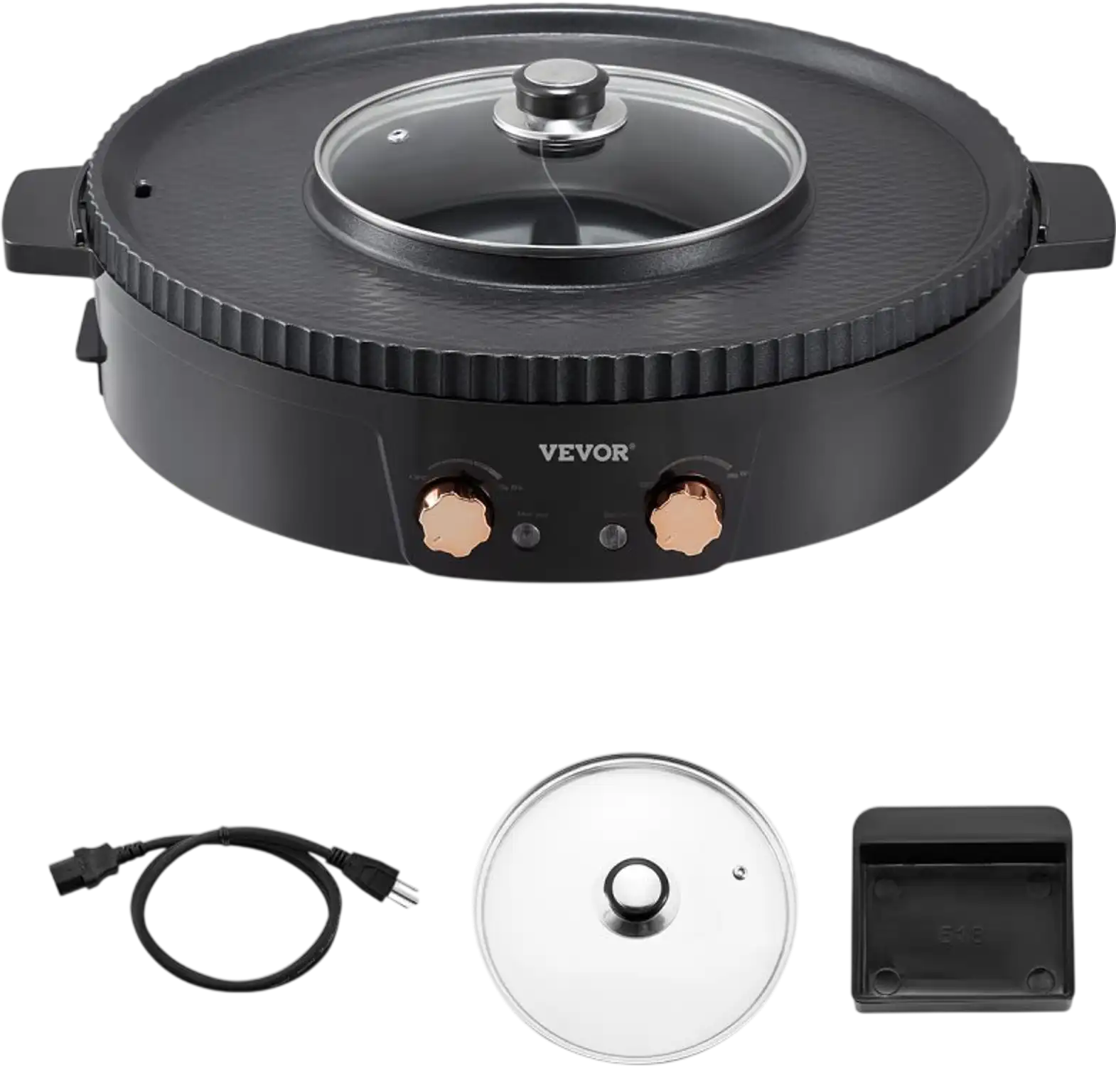 Vevor Electric Hot Pot Grill 1800W 2-in-1 Smokeless Korean BBQ Shabu Shabu Hotpot New