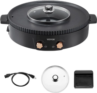 VEVOR Hot Pot with Grill, 1800W 2-in-1 Electric Smokeless Grill and Hot Pot, Korean BBQ Shabu Shabu Hotpot with Separate Dual Temperature Control, Non-stick Pan, for 2-8 People Family Dining