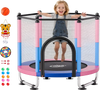 VEVOR 55" Trampoline for Kids, 4.6 FT Toddler Mini Trampoline, 132 lbs Capacity Indoor Outdoor Play Toys with Enclosure Net, Swing, and Basketball Hoop, Christmas Toys Birthday Gifts for Girls Boys