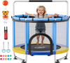 VEVOR 60" Trampoline for Kids, 5 FT Toddler Mini Trampoline, 132 lbs Indoor Outdoor Play Toys with Enclosure Net and Adjustable Gymnastics Bar, Christmas Toys Birthday Gifts for Girls Boys