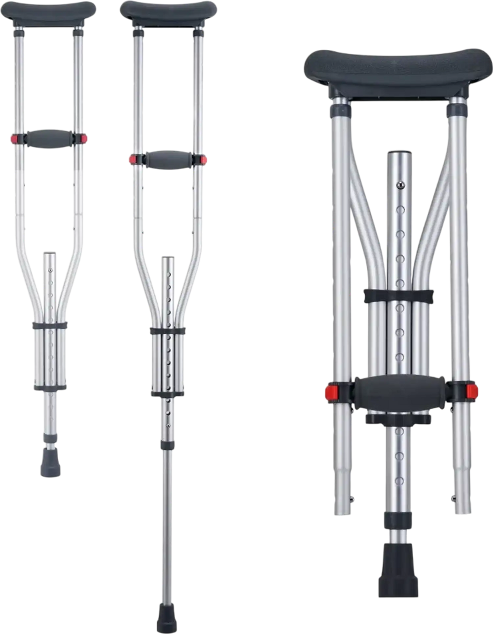 VEVOR Underarm Crutches, 13-Level Height Adjustable Underarm Walking Crutches, Lightweight Aluminum Crutches for Adults Teenager - with Soft Underarm Pad for Leg Injury Surgery Disabled, 1 Pair 300LBS