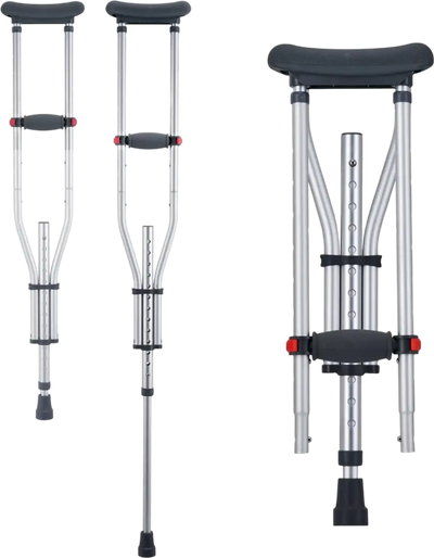 VEVOR Underarm Crutches, 13-Level Height Adjustable Underarm Walking Crutches, Lightweight Aluminum Crutches for Adults Teenager - with Soft Underarm Pad for Leg Injury Surgery Disabled, 1 Pair 300LBS