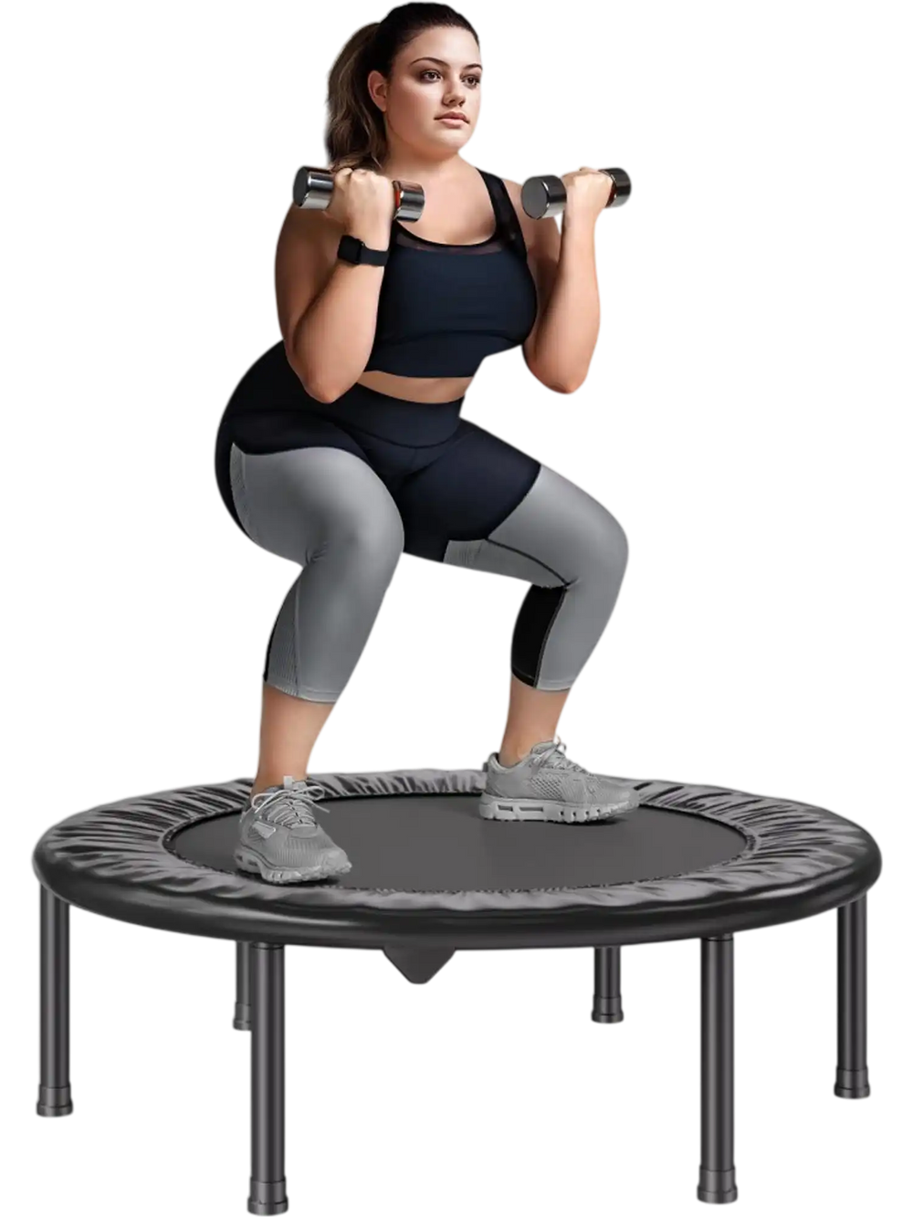 VEVOR Foldable Mini Trampoline, 36 Inch Fitness Rebounder, Max Load 220 lbs Exercise Trampoline, Stable & Quiet Indoor Small Workout Trampoline, Mini Trampoline for Adults Indoor/Garden Workout