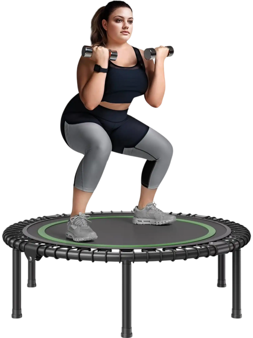 VEVOR Foldable Mini Trampoline, 40 Inch Fitness Rebounder, Max Load 330 lbs Exercise Trampoline, Stable & Quiet Indoor Small Workout Trampoline, Mini Trampoline for Adults Indoor/Garden Workout