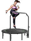 VEVOR Foldable Mini Trampoline, 52 Inch Fitness Rebounder, Max Load 450lbs Exercise Trampoline, Stable & Quiet Trampoline with 4 Level Height Adjustable Foam Handle, for Adults Indoor/Garden Workout