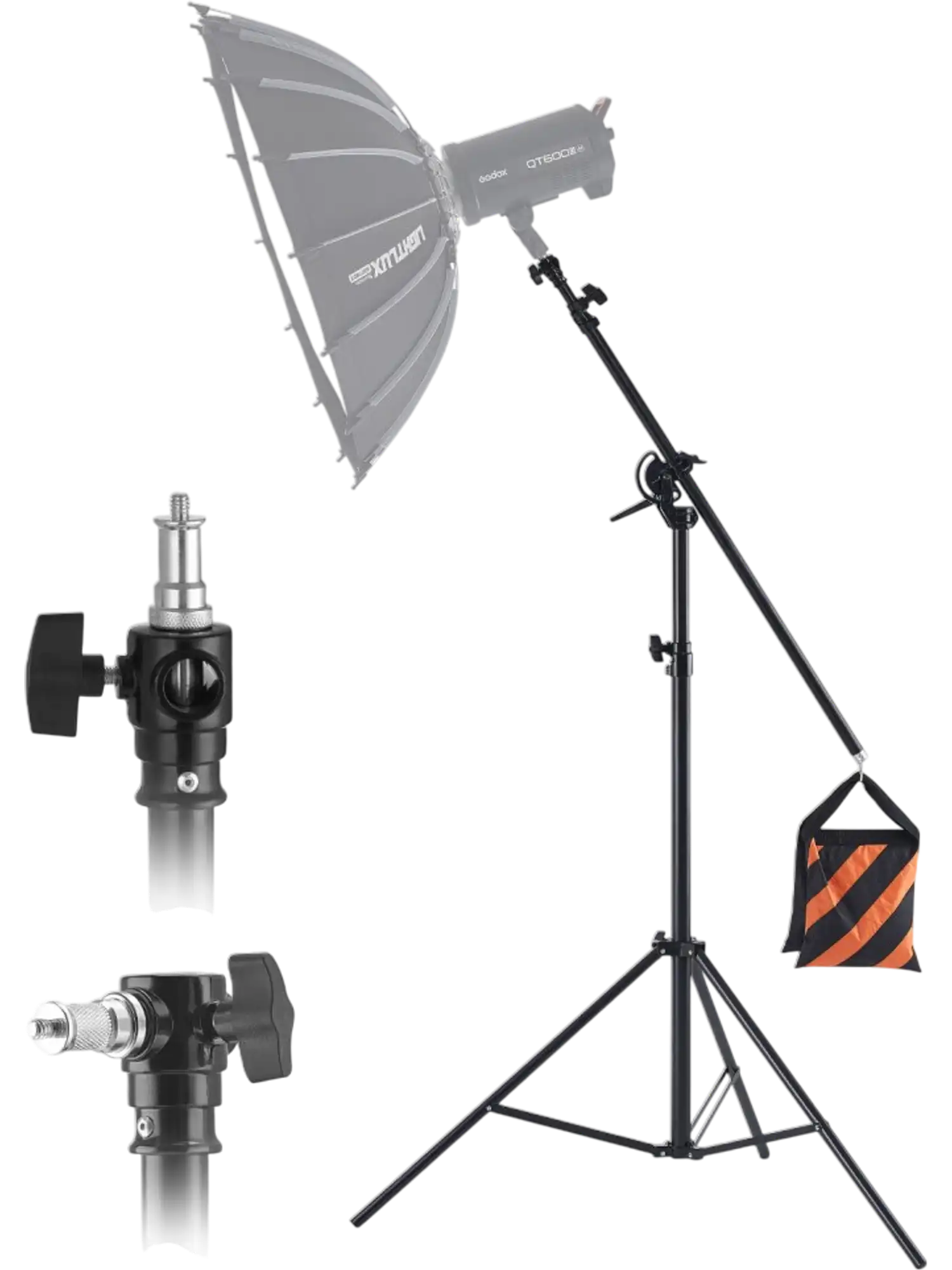 Vevor Photography Light Stand Air Cushioned Aluminum Tripod with Boom Arm 12.8' New