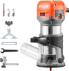 VEVOR Wood Router, 1 HP 710W, Variable Speed Palm Router Tool with Soft Start, Compact Wood Edge Trimmer with Fixed Base & 1/4-Inch Collet, Dust Hood, for Woodworking, Trimming, DIY Projects, Corded