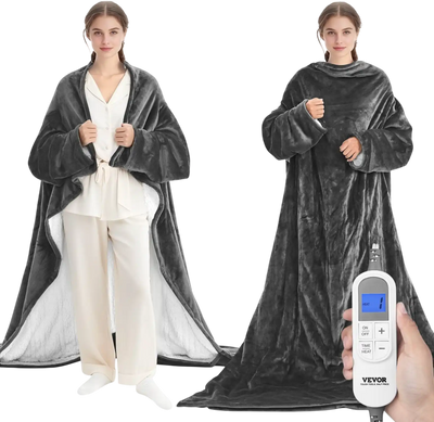 Vevor Heated Blanket Wearable Electric Throw with Foot Pocket & Sleeves 50
