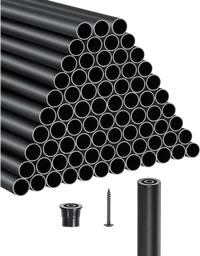 VEVOR Staircase Balusters 101 Pack, 36 In Aluminum Stair Balusters, 3/4 Inch Water-Proof Round Metal Spindle Railing, Hollow Deck Railing with Rail Caps & Screws for Stairs, Porch, Patio, Matte Black