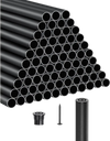VEVOR Staircase Balusters 101 Pack, 32 In Aluminum Stair Balusters, 3/4 In Water-Proof Round Metal Spindle Railing, Hollow Deck Railing with Rail Caps & Screws for Stairs, Porch, Patio, Fence, Black