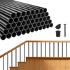 VEVOR 125 Pack Deck Balusters, 26 in Aluminum Railing Spindles, 3/4 in Diameter Hollow Round Metal Decking Stair Balusters with Connectors, Screws, for Deck, Porch & Staircase Railing Fence, Black
