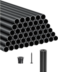 VEVOR Staircase Balusters 51 Pack, 36 In Aluminum Stair Balusters, 3/4 In Water-Proof Round Metal Spindle Railing, Hollow Deck Railing with Rail Caps & Screws for Stairs, Porch, Patio, Fence, Black