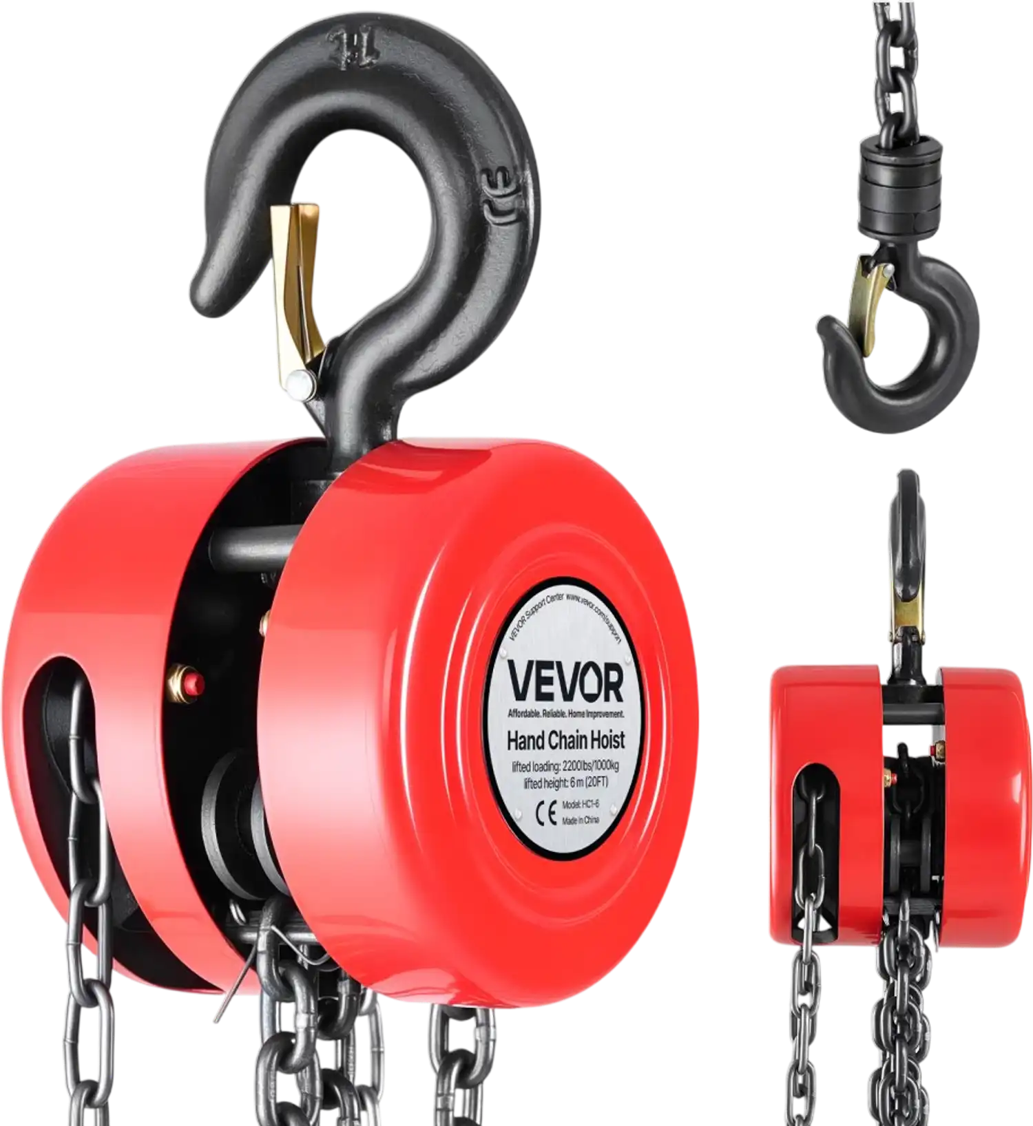 Vevor Manual Chain Hoist 1 Ton 2200 lbs 20' Lift Heavy Duty G70 Chain Block New