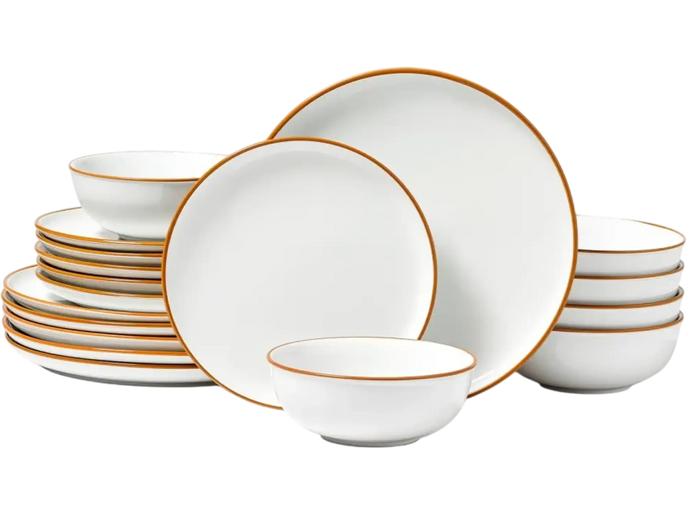 VEVOR Dinnerware Set, Service for 6 (18 PCS), Round Plates and Bowls Sets, Scratch Resistant Ceramic Dinner Ware, Dishwasher and Microwave Suitable Kitchen Dish, for Dessert Salad Soup Pasta, White