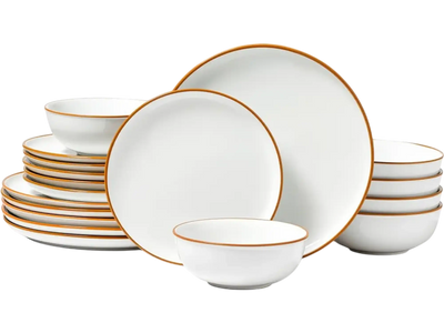 VEVOR Dinnerware Set, Service for 6 (18 PCS), Round Plates and Bowls Sets, Scratch Resistant Ceramic Dinner Ware, Dishwasher and Microwave Suitable Kitchen Dish, for Dessert Salad Soup Pasta, White