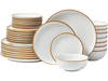 VEVOR Dinnerware Set, Service for 8 (32 PCS), Round Plates and Bowls Sets, Scratch Resistant Ceramic Dinner Ware, Dishwasher and Microwave Suitable Kitchen Dish, for Dessert Salad Soup Pasta, White