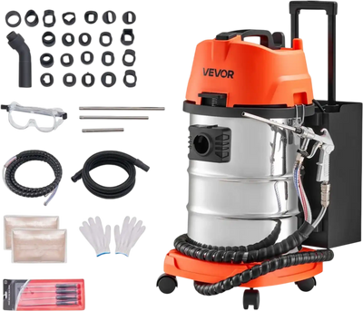 VEVOR Walnut Blaster Kit for Carbon Cleaning, 1200W Sand Blaster with Built-in Vacuum, Extension Nozzle Sandblaster Gun, and 5.5lbs Walnut Shell for Engine Intake Valve Cleaning - 30L