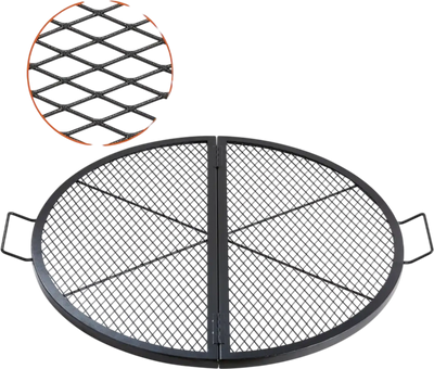 VEVOR X-Marks Fire Pit Grill Grate, Foldable Round Cooking Grate, Heavy Duty Steel Campfire BBQ Grill Grid with Handle and Support X Wire, Portable Camping Cookware for Outside Party, 36 Inch Black