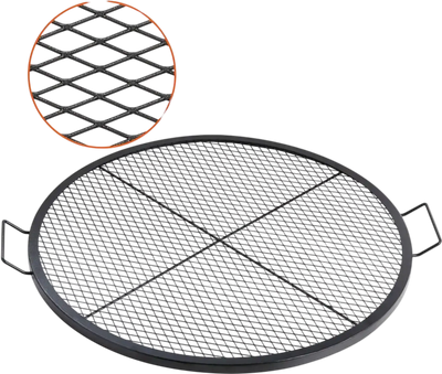 VEVOR X-Marks Fire Pit Grill Grate, Round Cooking Grate, Heavy Duty Steel Campfire BBQ Grill Grid with Handle and Support X Wire, Portable Camping Cookware for Outside Party & Gathering, 36 Inch Black