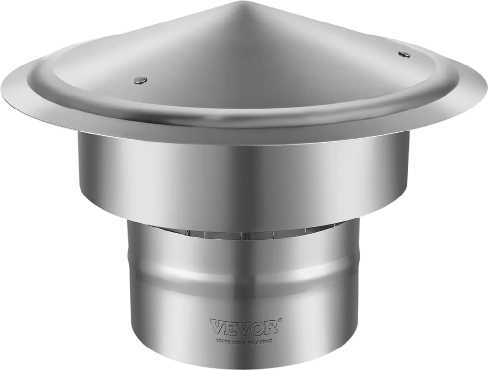VEVOR Chimney Cap, 6 inch, 304 Stainless Steel Round Roof Rain Cap, 11.81-inch Increased Caps, All Weather & Reinforced Screws & Easy Installation, for Perfect Insulation Vent Cover Outside, Silver