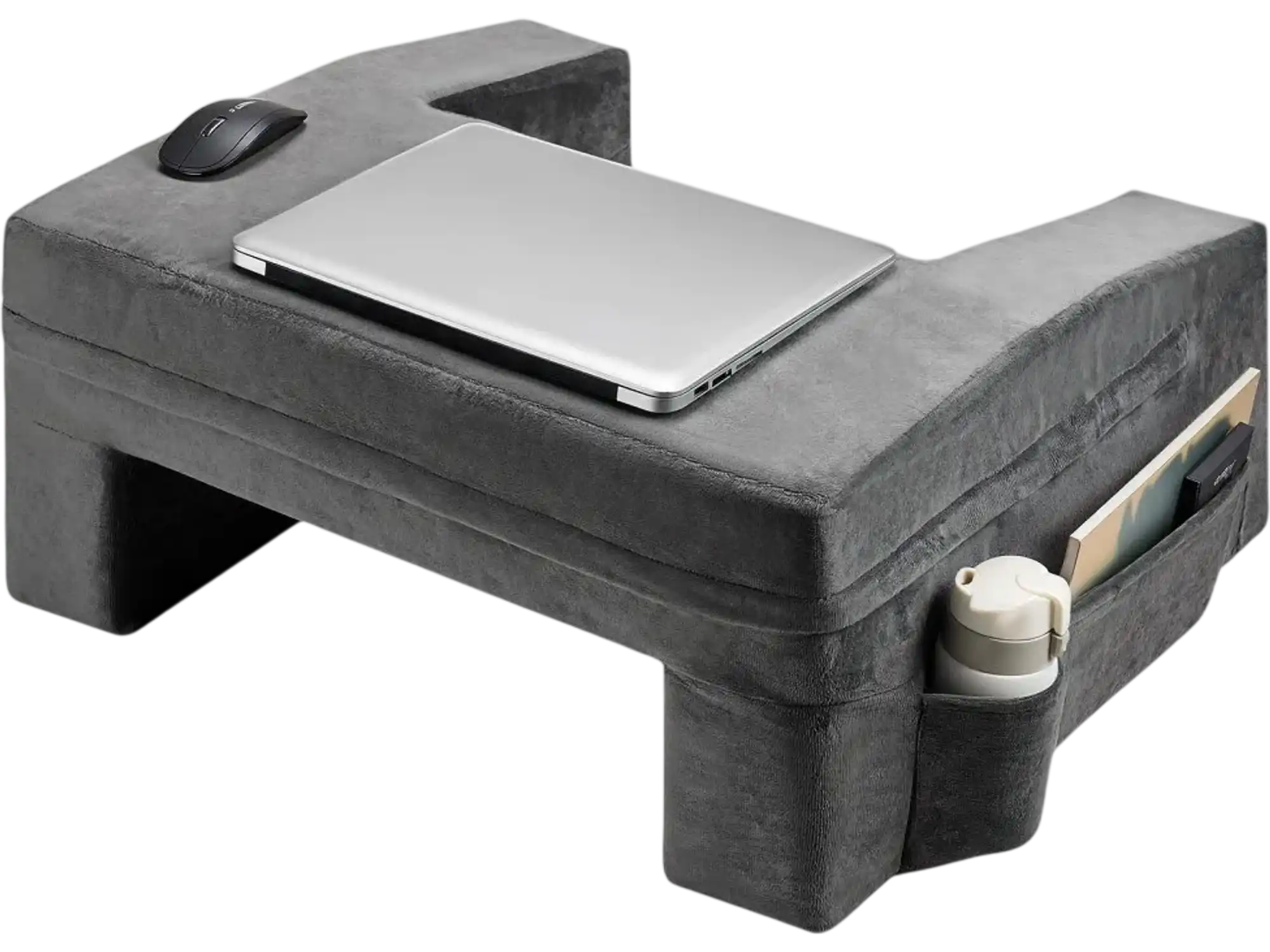 Vevor Reading Pillow Lap Desk Memory Foam Bed Rest with Cup Holder Grey New