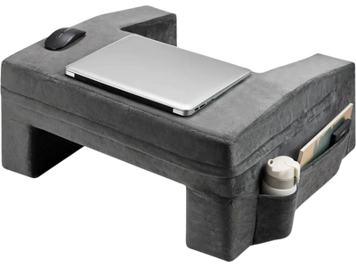 Vevor Reading Pillow Lap Desk Memory Foam Bed Rest with Cup Holder Grey New