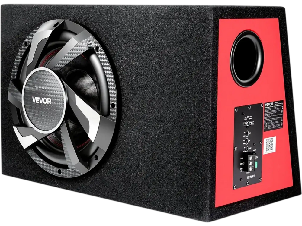 VEVOR Subwoofer Bass Package, 12 in, 245W RMS, Complete Car Audio Subwoofer and Amp Package, with Loaded Enclosure, Built-in Amplifier, and Wiring Kit, Slim Trapezoid , Compact for Car Audio Systems