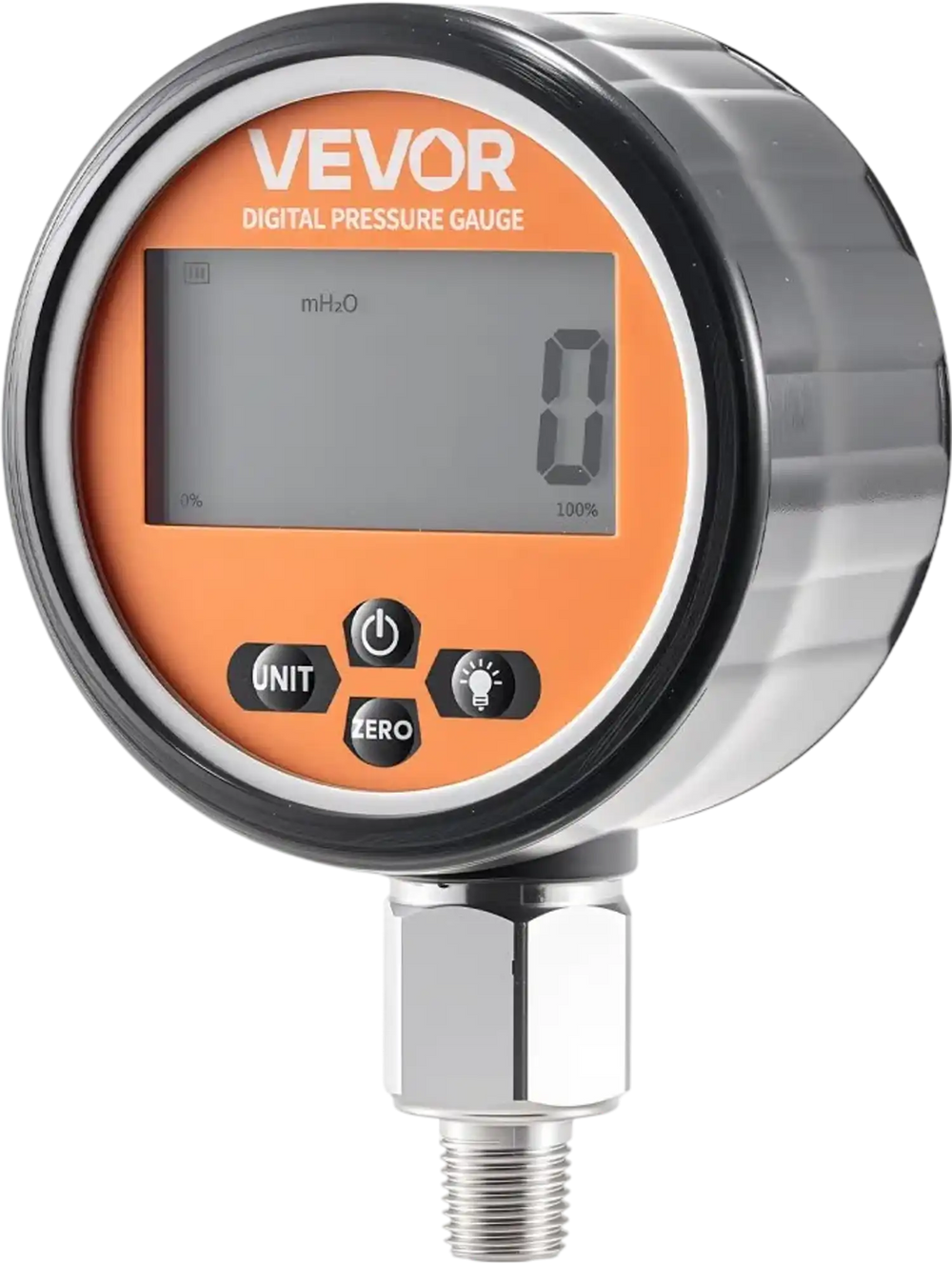 VEVOR Digital Hydraulic Pressure Gauge, 0-10000 PSI (0-700 Bar) Hydraulic Pressure Sensor, Manometer Tester with 1/4 inch NPT Base Entry for Excavator Construction Machinery, Stainless Steel Housing