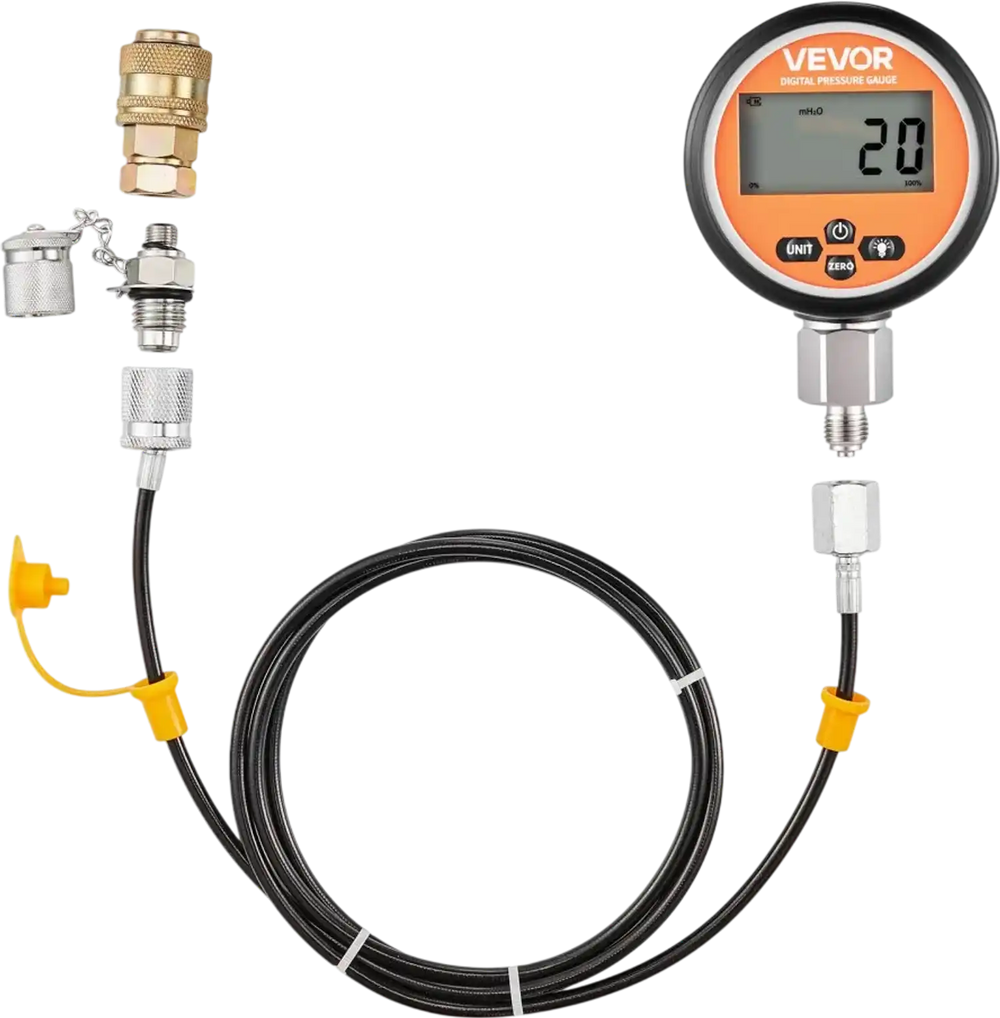 VEVOR Digital Hydraulic Pressure Test Coupling Kit, 10000 PSI Pressure Gauge Manometer Tester with 1 Gauge, 1 Test Coupling, 1 Quick-Release Coupler, and 1 Hose for Excavator Construction Machinery