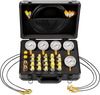 VEVOR Hydraulic Pressure Test Kit, 150/900/2300/6000/9000 PSI (10/60/160/400/600 Bar), Hydraulic Gauge Kit 5 Gauges 20 Couplings 4 Quick-Release Couplers 3 Hoses for Excavator Construction Machinery