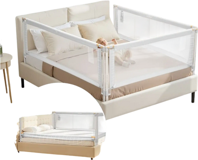 VEVOR 3 Piece Toddler Bed Rail, Kids Beds Guard Rail with Reinforced Iron Pipe and Oxford Cloth, Adjustable Height Bed Side Railing, Portable Guard Bumper Barrier for Queen Size, 3 Sides, Grey