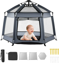 VEVOR Baby Playpen, Pop Up Toddler Playpen with Canopy, Indoor & Outdoor Portable Play Yard for Babies Toddlers with UPF 50+ Sunshades & Travel Bag for Home Park Beach, Foldable and Lightweight