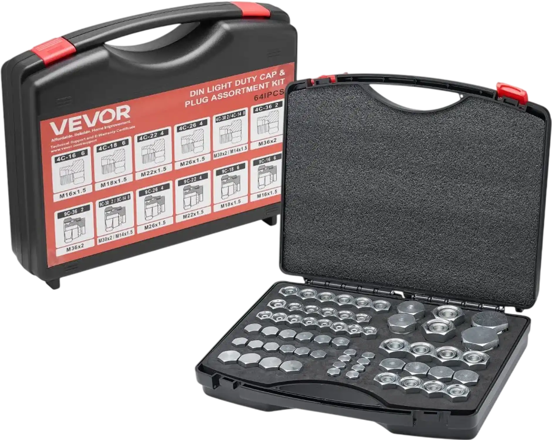 Vevor Hydraulic Fittings 64-Piece DIN Cap and Plug Kit New