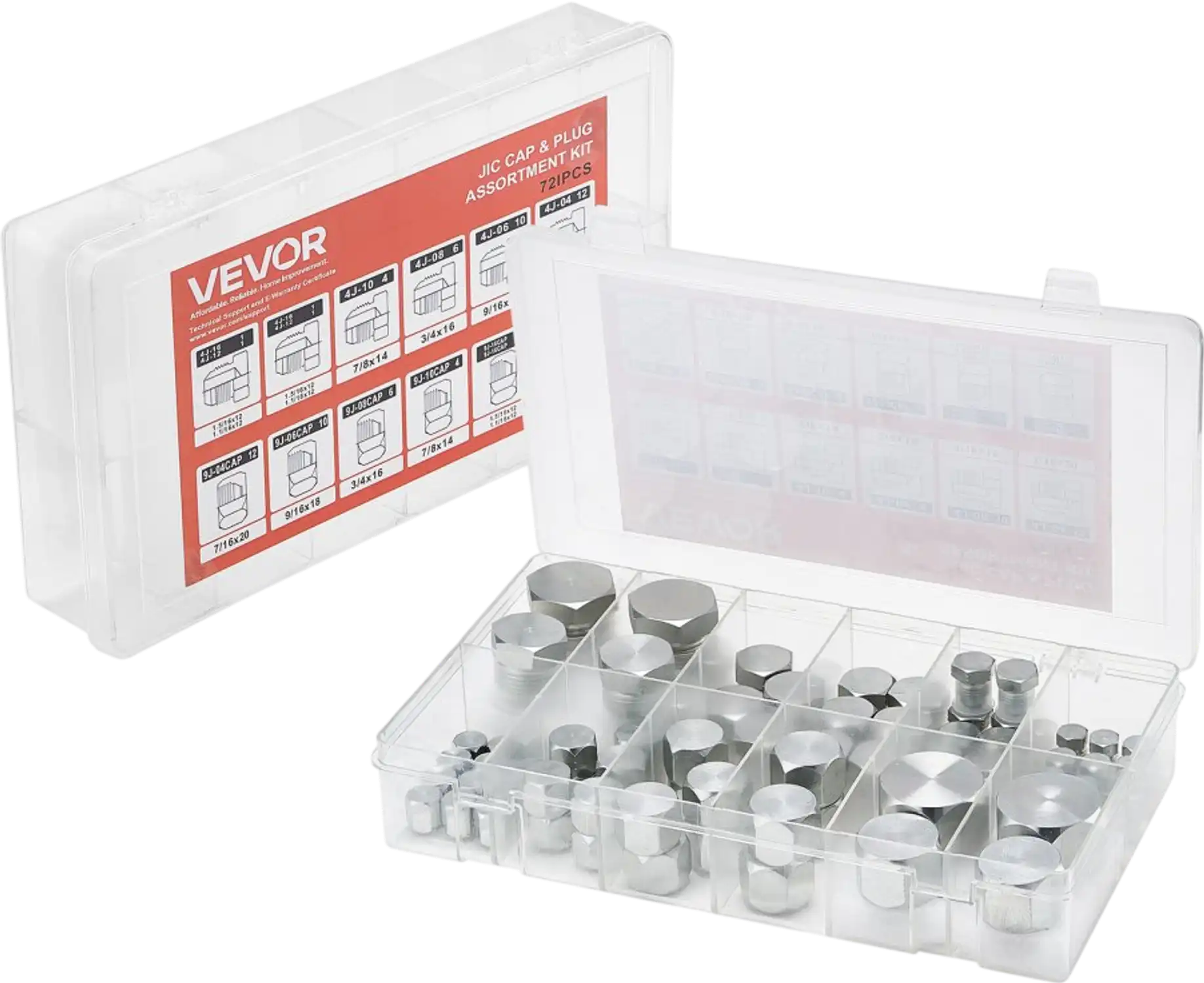 Vevor Hydraulic Fittings 72-Piece JIC Cap and Plug Kit New