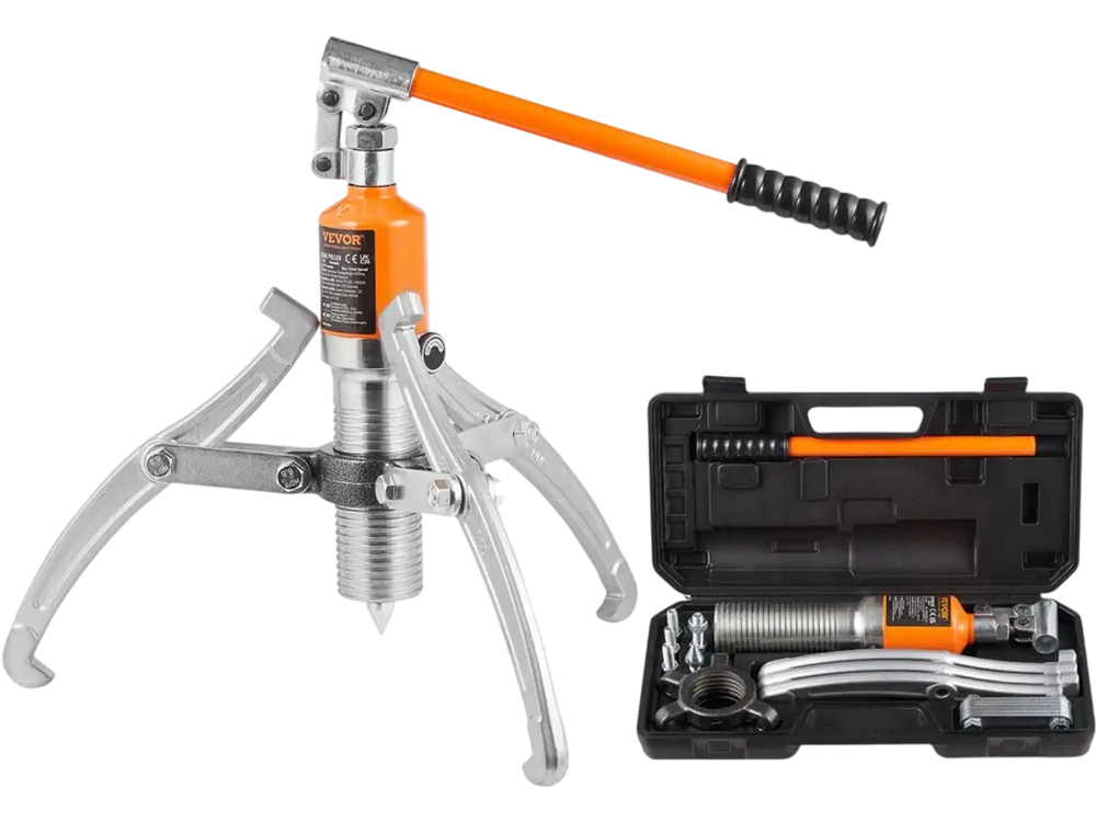 VEVOR Hydraulic Gear Puller, 15 Ton Max Capacity Wheel Bearing Pulling Separator, 2 or 3 Jaws Puller, Vertically and Horizontally, 12" Jaw Hydraulic Puller with Case for Pulling Hubs
