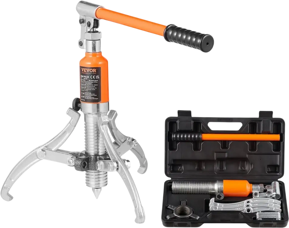 VEVOR Hydraulic Gear Puller, 5 Ton Max Capacity Wheel Bearing Pulling Separator, 2 or 3 Jaws Puller, Vertically and Horizontally, 8" Jaw Hydraulic Puller with Case for Pulling Hubs