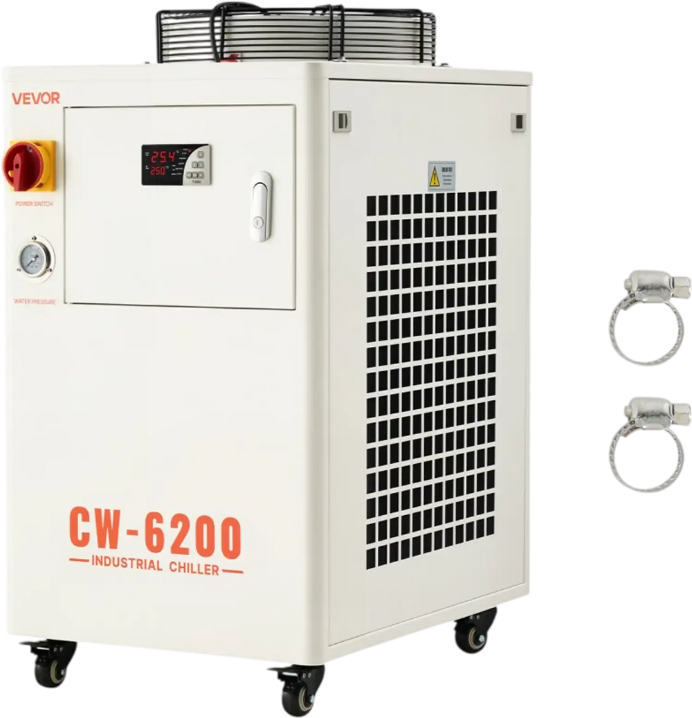 VEVOR Industrial Water Chiller, 17,060 BTU/h, Industrial Water Cooler Cooling System with Compressor, 3.96  Gal Tank Capacity, 18.5 GPM Max Flow Rate, for CO2 Laser Tube Engraving & Cutting Machine