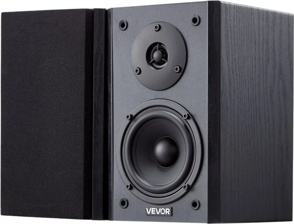 VEVOR Powered Bookshelf Speakers, 20W x 2, Active Studio Monitor Speaker with 4 Inch Woofer, Adjustable Volume and Audio with Bluetooth Optical Connection, Wooden Enclosure, for Record Player PC TV
