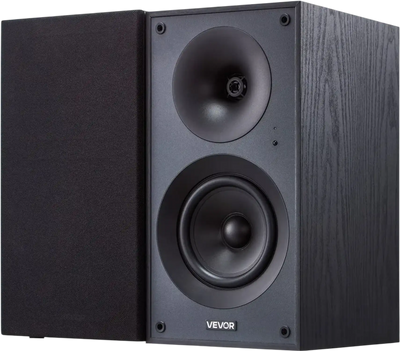 VEVOR Powered Bookshelf Speakers, 25W x 2, Active Studio Monitor Speaker with 5.25 Inch Woofer, Bluetooth/RCA/Coaxial/Optical/USB/Subwoofer Connection, Wooden Enclosure, for Record Player Turntable PC