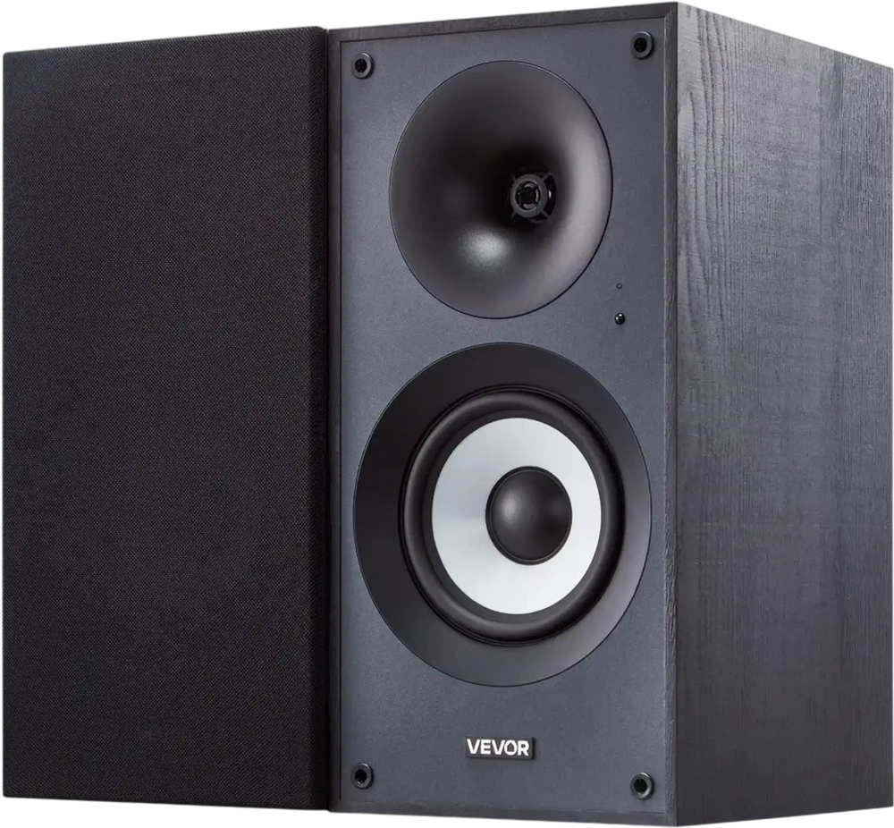 VEVOR Powered Bookshelf Speakers, 25W x 2, Active Studio Monitor Speaker with 5.5 Inch Woofer, Bluetooth/RCA/Coaxial/Optical/USB/Subwoofer Connection, Wooden Enclosure, for Record Player Turntable PC