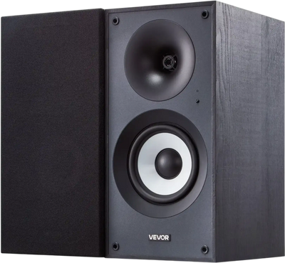 VEVOR Powered Bookshelf Speakers, 25W x 2, Active Studio Monitor Speaker with 5.5 Inch Woofer, Bluetooth/RCA/Coaxial/Optical/USB/Subwoofer Connection, Wooden Enclosure, for Record Player Turntable PC