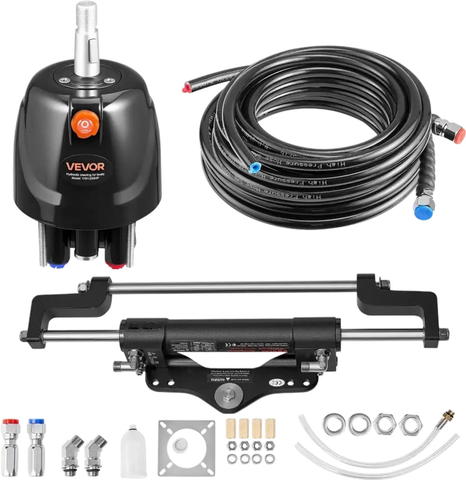 Vevor Hydraulic Steering Kit 200 HP Marine Boat System 26' Single Station Single Engine New