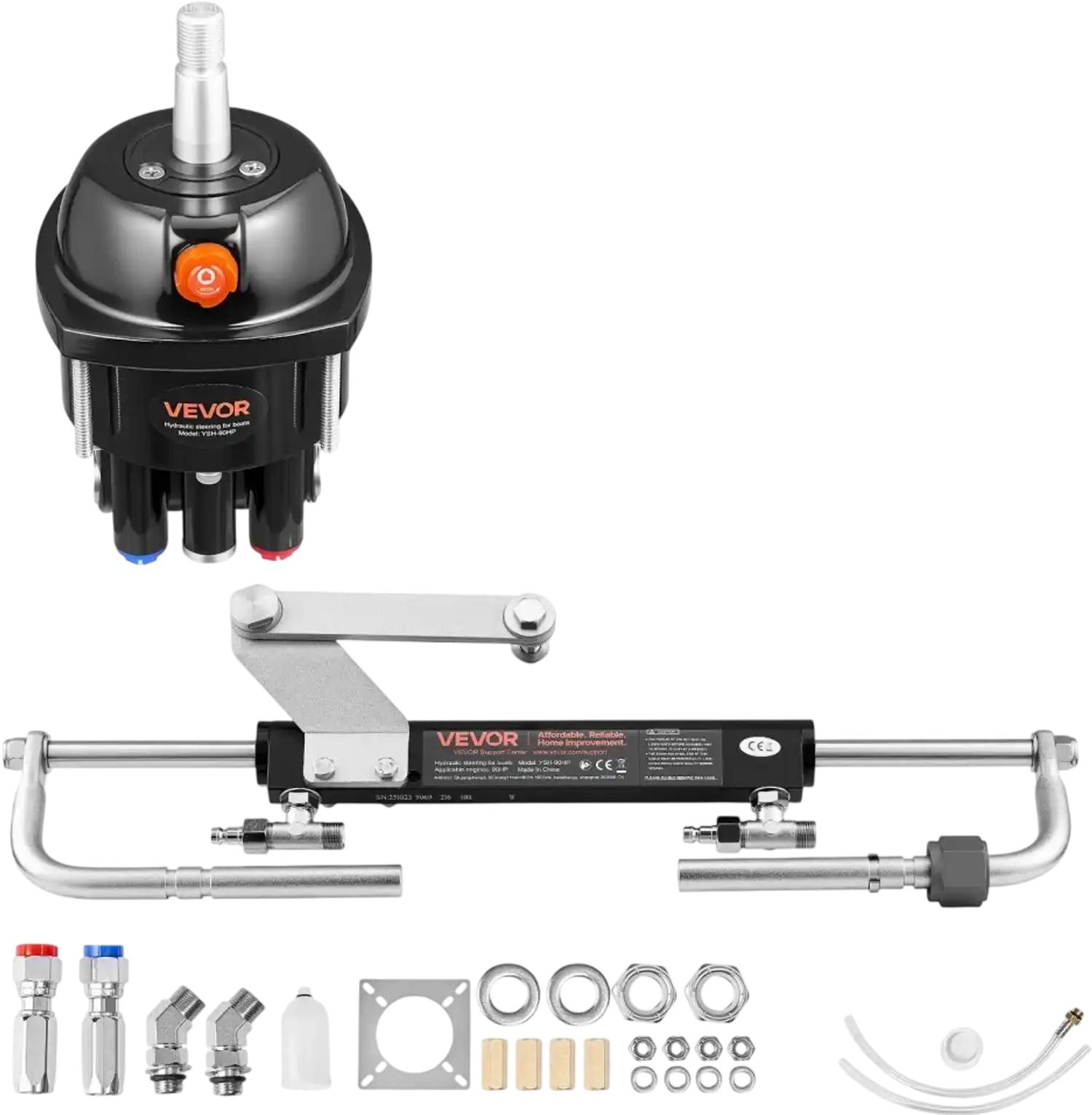 Vevor Hydraulic Steering Kit 90 HP Boat Helm Pump & Cylinder New