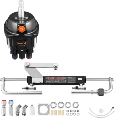 VEVOR Hydraulic Steering Kit, 90 HP, Hydraulic Steering Helm Pump & Cylinder, with 6.9 MPa/1000 psi Max Working Pressure, Aluminum Alloy Housing, Check Valve, for Outboards Fishing Boats Sailboats