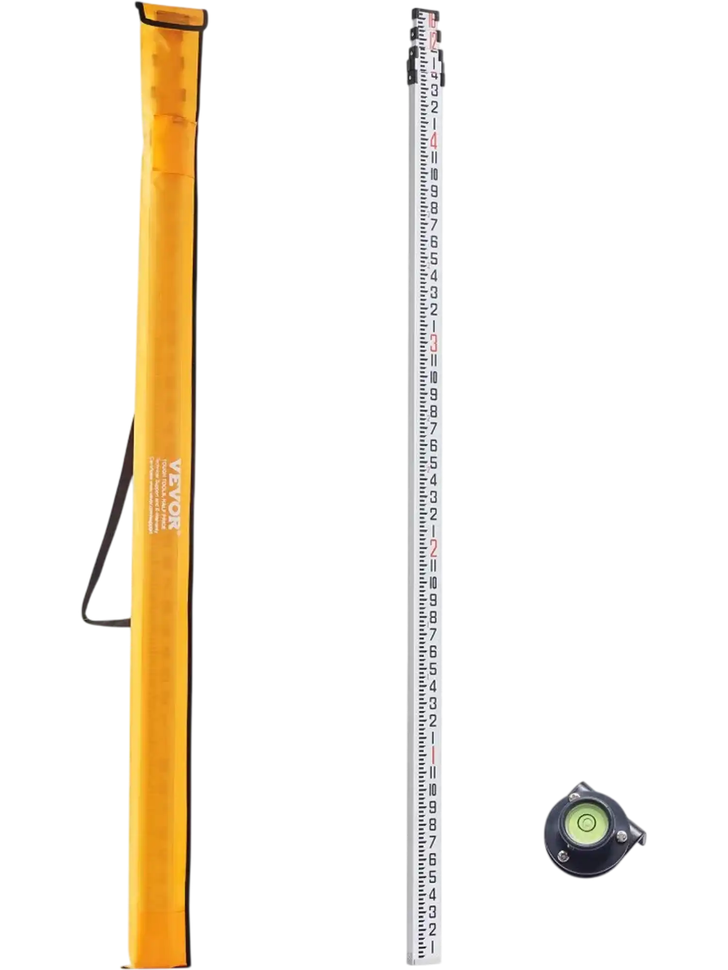 Vevor Grade Rod 16' Telescopic Aluminum Survey Rod with Bubble Level & Carrying Bag New