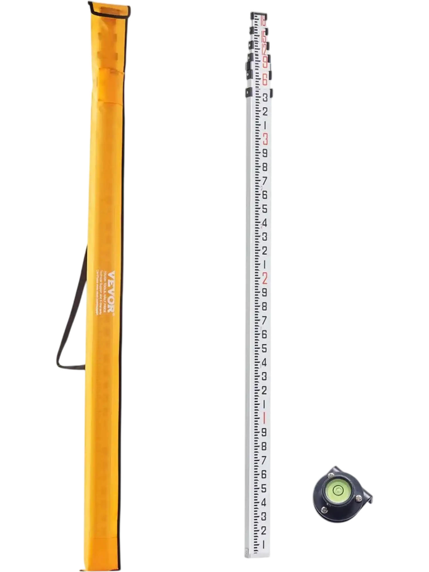 Vevor Measuring Rod 18' Telescopic Aluminum Grade Rod with Bubble Level and Carrying Bag New